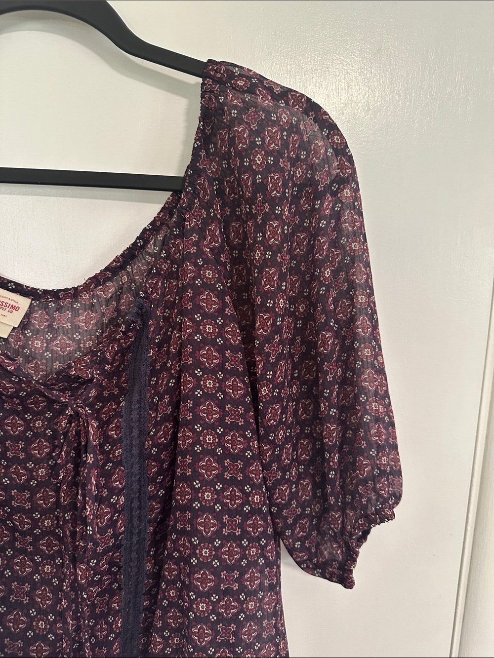Mossimo Supply Co. Plum Floral Peasant Blouse - Picture 3 of 5
